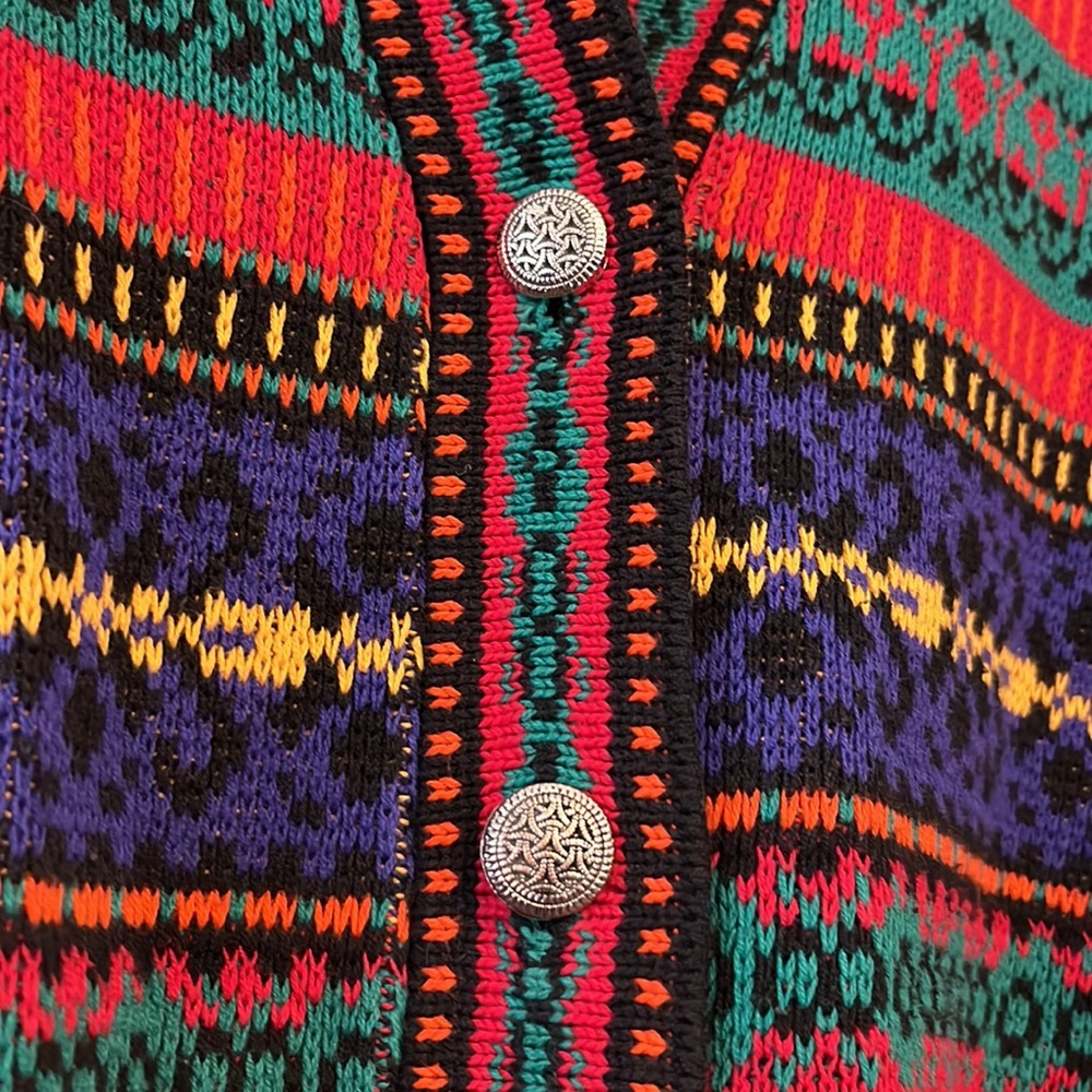 Vintage Colorful Mix Print Cardigan Sweater - Picture 6 of 11